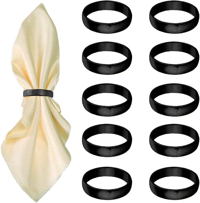 Black Napkin Rings-10 Pcs Stainless Steel Napkin Rings,Metal Napkin Ring for Table Settings Wedding Christmas Party Dinner Table