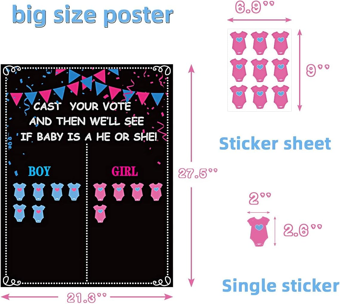 MISS FANTASY Gender Reveal Decorations - 54 Voting Gender Reveal Games Gender Reveal Ideas Boy or Girl Games Party Supplies for Gender Reveal Voting Use Gender Reveal Decor