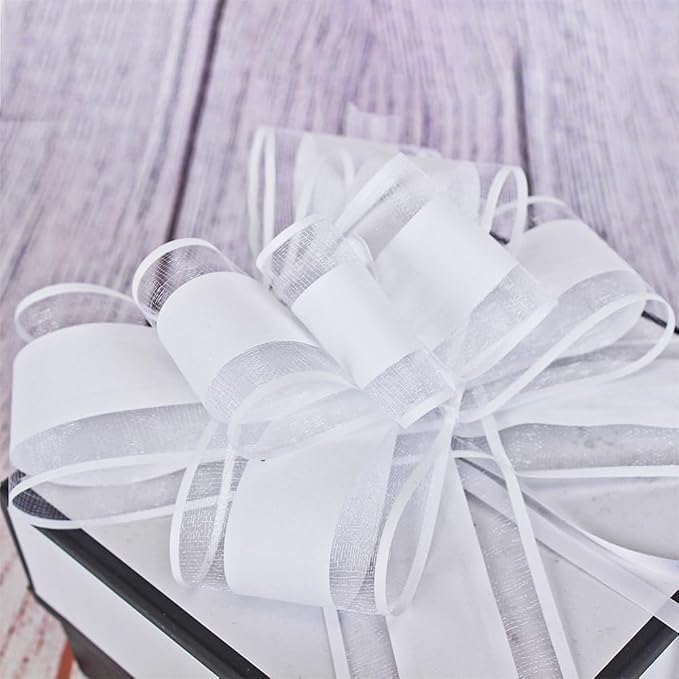WEWILUCK White Gift Bow, Big White Pull Bows for Gift Wrapping, Wedding, Christmas, Valentine's Day, Presents, Flower Basket Decor(6 inches, 15PCS)