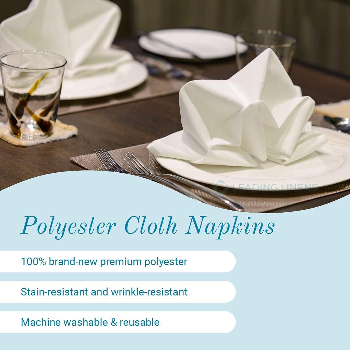 150 pcs Black 20"x20" Polyester Cloth Napkins