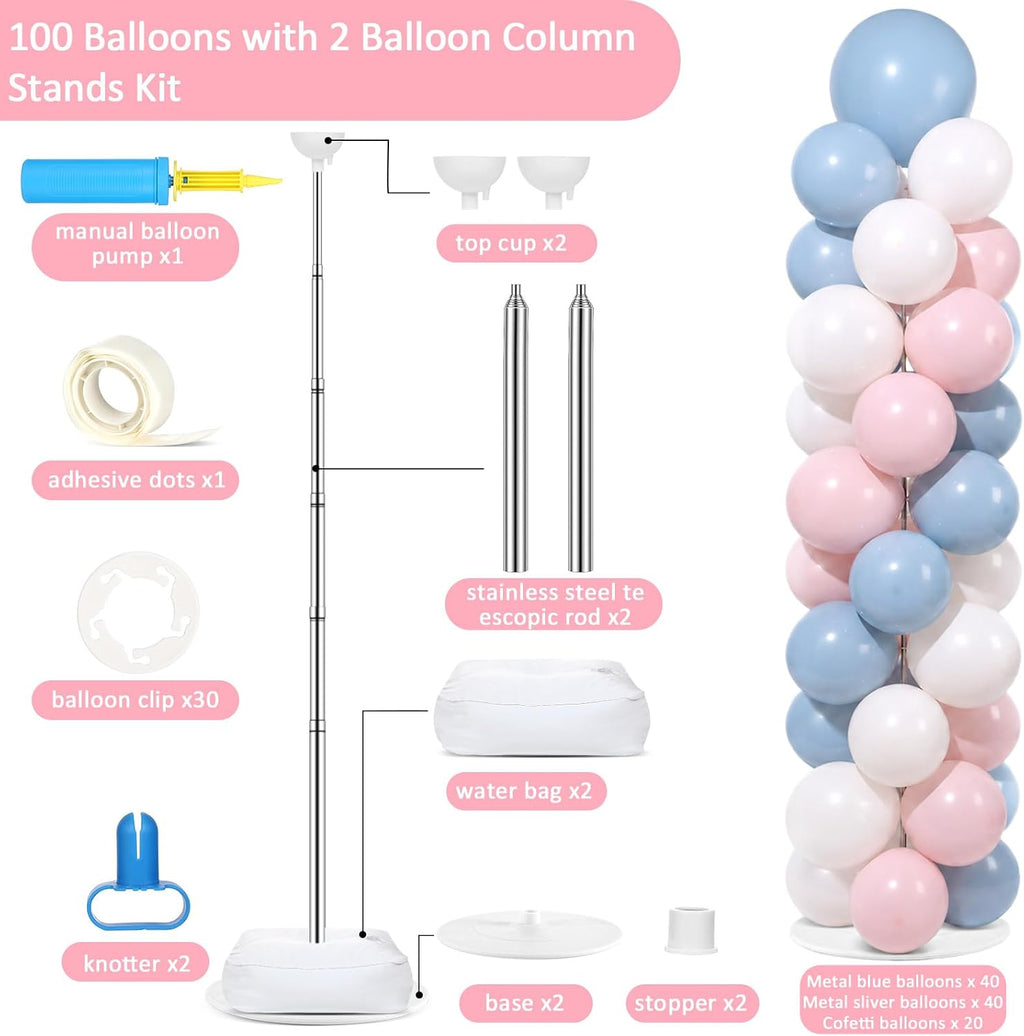 2 sets adjustable balloon column stand kit with shown in use