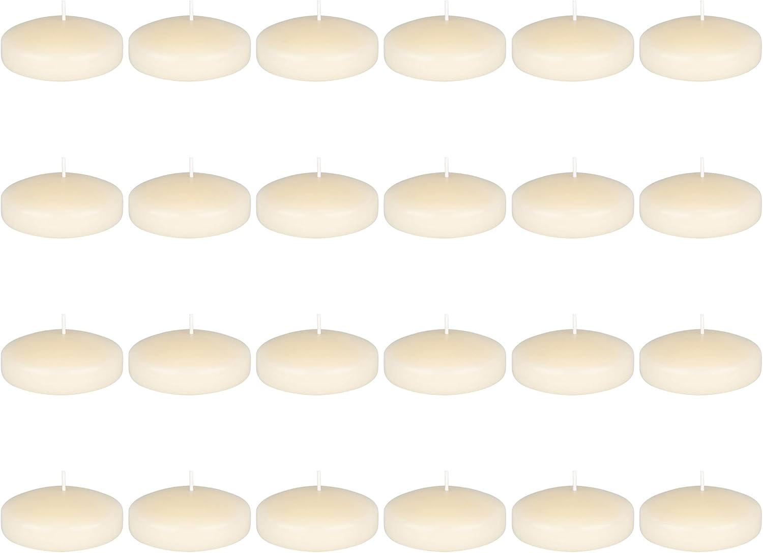 Mega Candles 24 pcs Unscented Ivory Floating Candles, Hand Poured Wax Candle 3 Inch Diameter, Home Décor, Wedding Receptions, Occasions, Festivities, Events, Meditations, Tranquility, Spa