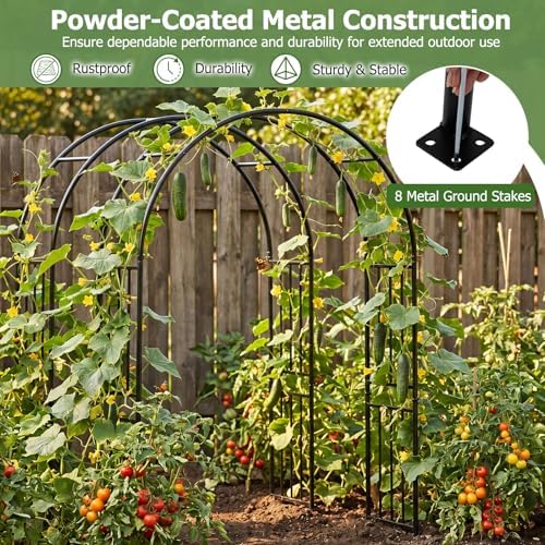 ldaily moccha garden arch arbor trellis, 7.2ft outdoor showing dimensions