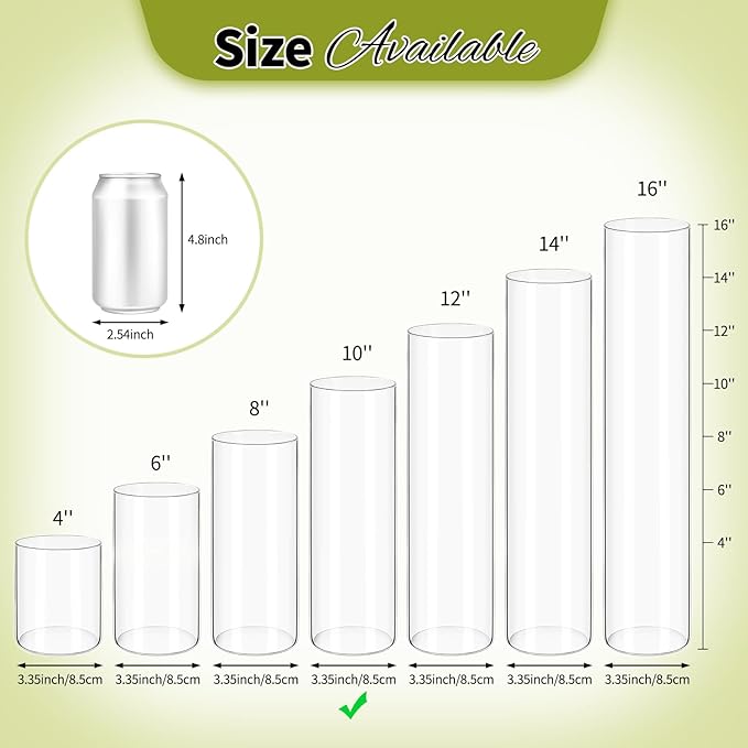 12Pack Glass Cylinder Vases for Centerpieces - 10 Inch Tall Flower Vase for Wedding Decorations, Floating Candle Holder Vase Bulk,Glass Hurricane Candle Holders for Table Shelf, Party, Home Decor