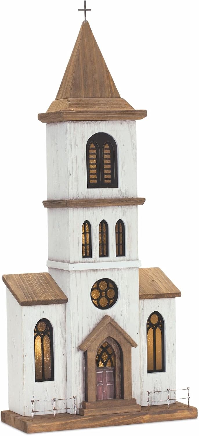 melrose wood and iron church with brown finish, main product view
