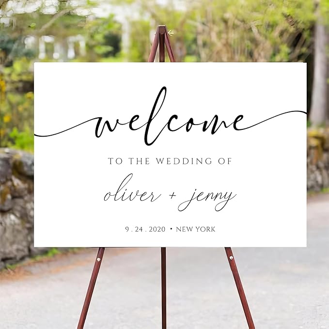 Generic Personalized Wedding Welcome Sign, Modern Minimalist, 18x27 inches, Plastic, Wedding Guestbook
