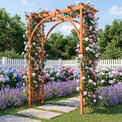 wood arbor, 84 inch wooden garden arch with shown in use