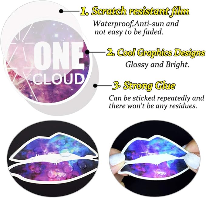 QTL Waterproof Vinyl Stickers for Laptop Skateboard Car Decal (50Pcs Galaxy Style)
