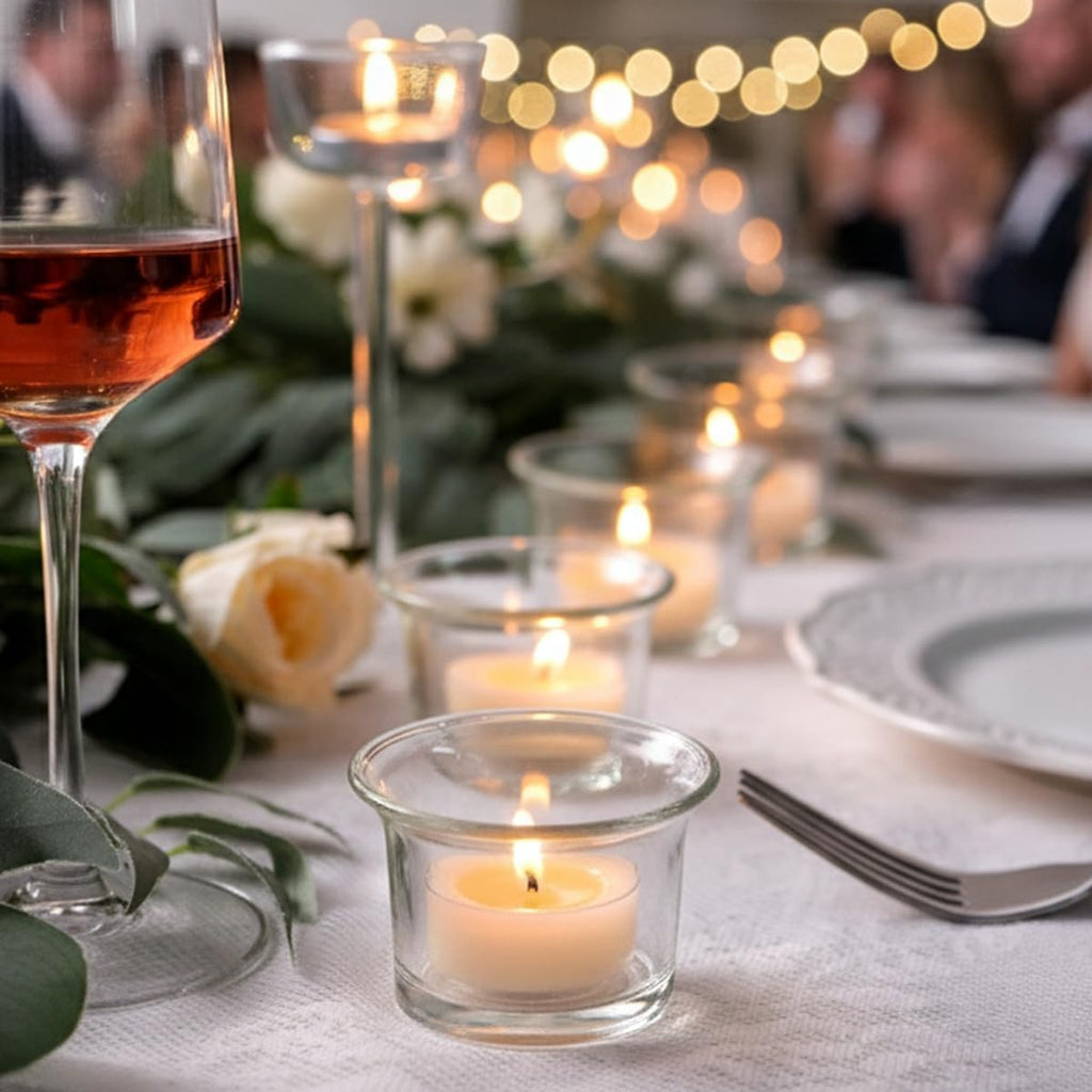 Letine 36-Pack Clear Glass Tealight Candle Holders - Thick Sturdy Votive/Tealight Holders Bulk for Wedding, Party, Home Decor | Perfect Replacement for Wall Sconces, Candelabras & Fireplace Screens