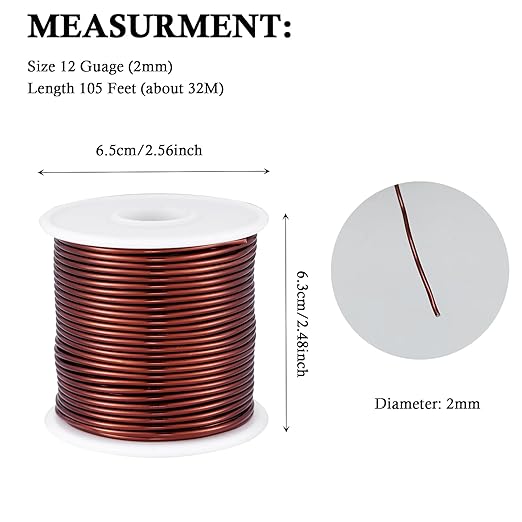 12 Gauge Brown Aluminum Craft Wire (105FT) - Anodized for Jewelry Making, Beading Floral, Plant Gardening, Sculpting & Modeling Craft Wire (Brown #15, 2mm)