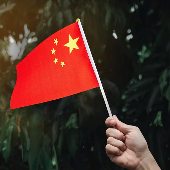 China Flag Chinese Flag, Small Mini Handheld China Flags on Stick, Ideal for Party Parades Sports Events Patriotic Festival Decorations