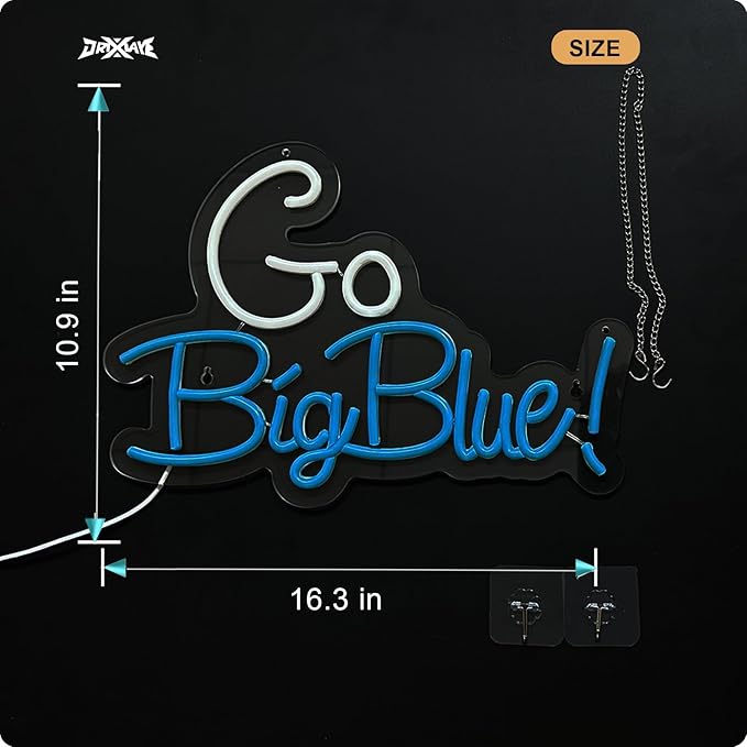 Go big blue neon sign University Slogan neon sign for wall decor Kids Room Decor Bar Game Room Man Cave Gift