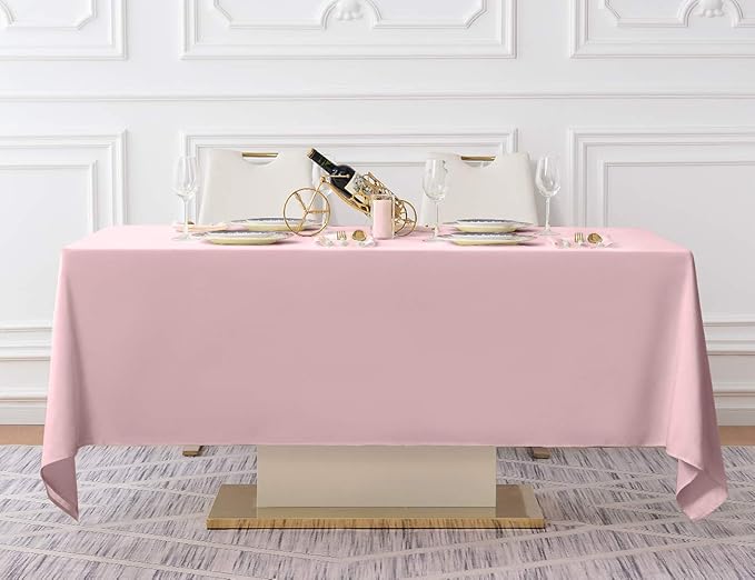 Surmente Pink Tablecloth 60 x 102-inch Rectangular Polyester Table Cloth for Weddings, Banquets, or Restaurants