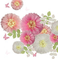 Fonder Mols Tissue Paper Chrysanth Flowers with Butterfly and Olive Leaves for Wedding Baby Shower Nursery Room Parties & Events Decorations Pom Poms (White Light Pink Pink)