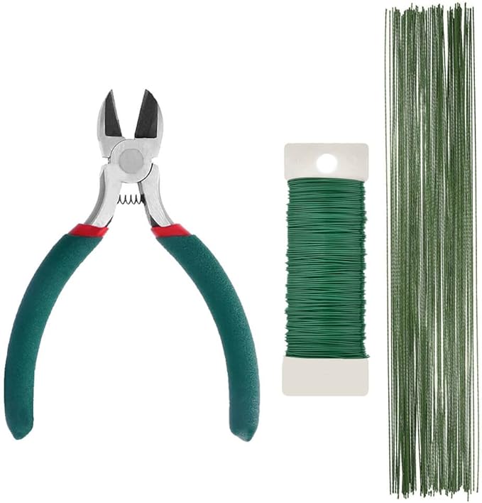 Paxcoo Floral Tape and Floral Wire Arrangement Tools Kit with Wire Cutter 26 Gauge Stem Wire and 22 Gauge Paddle Wire for Bouquet Stem Wrap Florist
