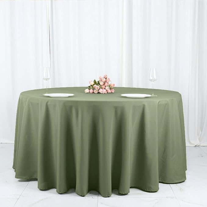 Efavormart Round Tablecloth, 120 Inch Stain & Wrinkle Resistant Washable Table Cloth, Decorative Polyester Fabric Table Cover for Banquet, Wedding, Dining - Eucalyptus Sage Green
