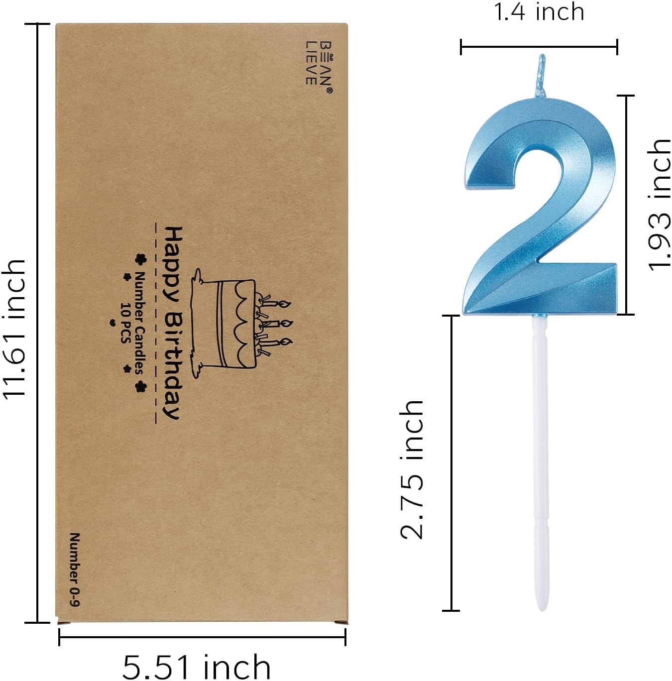 BEAN LIEVE Blue Birthday Candles - Number Cake Candles, Happy Birthday Numeric Candles Number 0 1 2 3 4 5 6 7 8 9 Used for Cake Decoration on Birthday Parties and Wedding Anniversary Celebration
