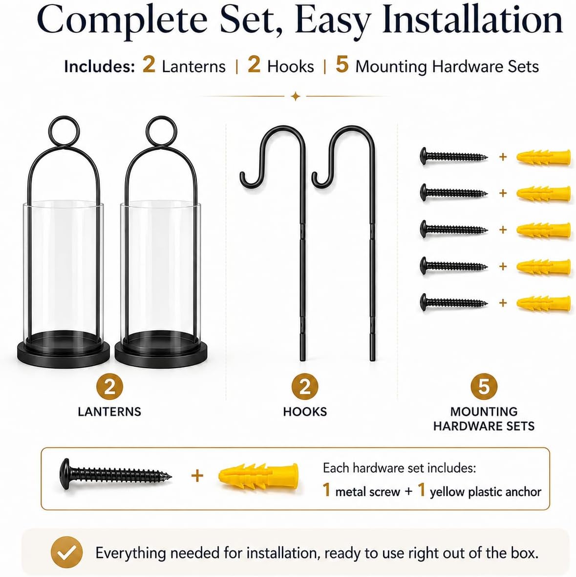 Black Wall Sconces Set of 2, Wall Candle Holder with Hurricane Glass | For Pillar Candles, Farmhouse Wall Decor, Modern Metal, For Living Room, Fireplace, Entryway