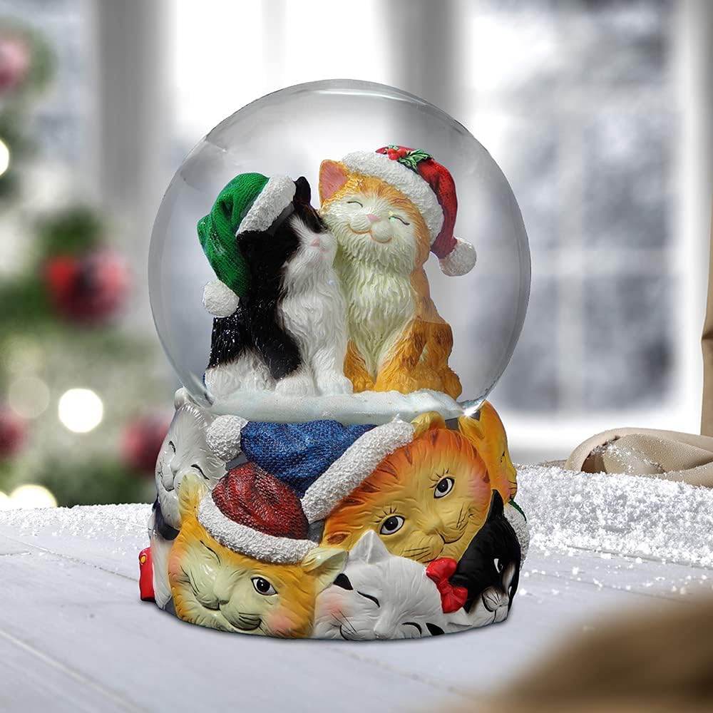 San Francisco Music Box Christmas Cats Musical Snow Globe