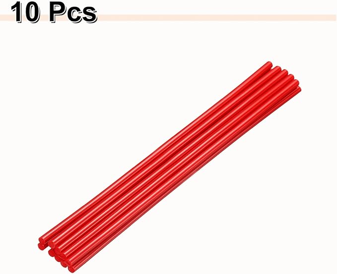 HARFINGTON 10pcs Hot Glue Sticks 0.28" Dia x 11.81" Long EVA Mini Hot Melt Adhesive Glue Stick for Hot Melt Gun Wood Plastic Glass Flowers Fabrics Foam, Red