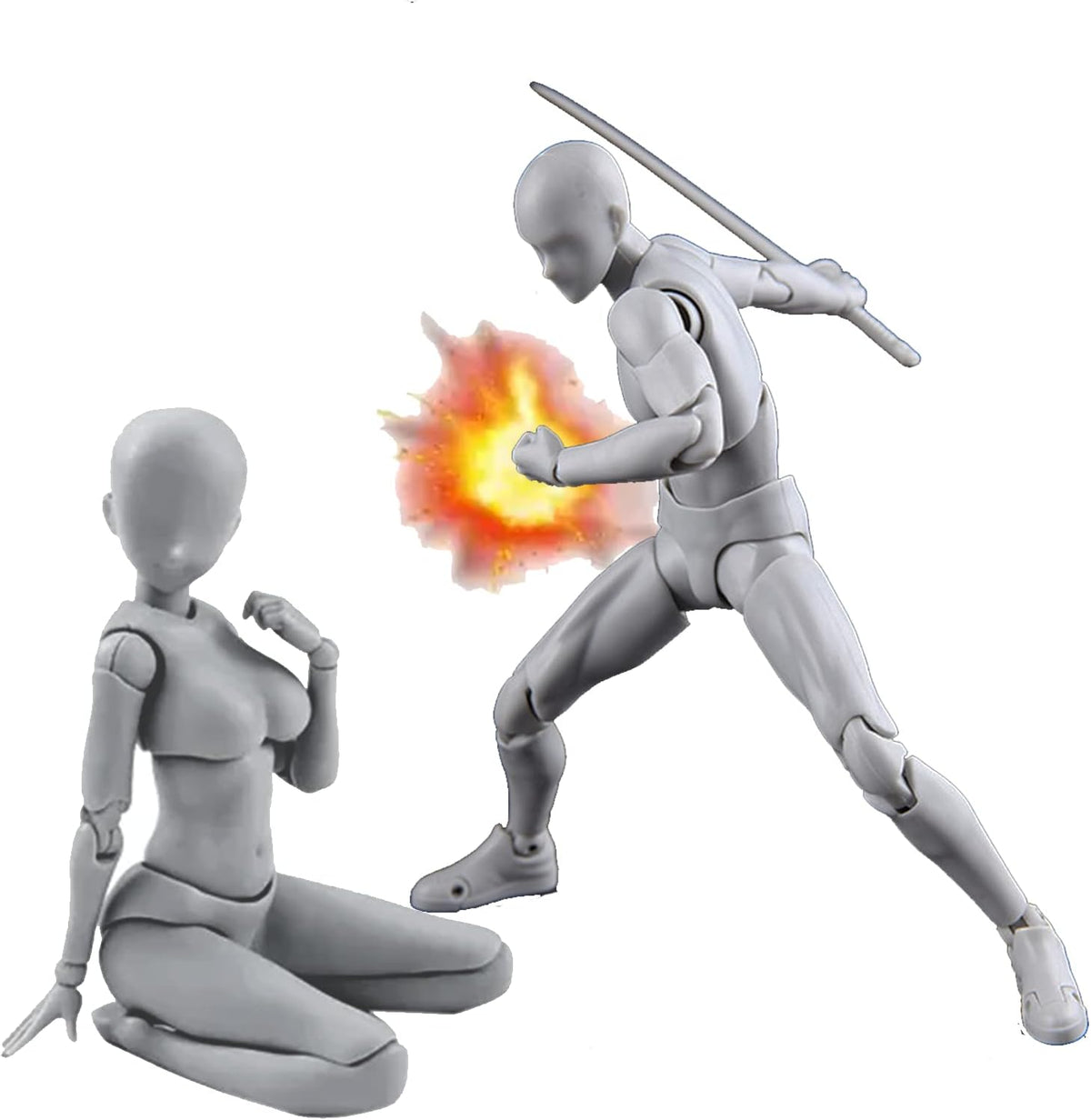 action figures pvc model (grey color) with box, main product view