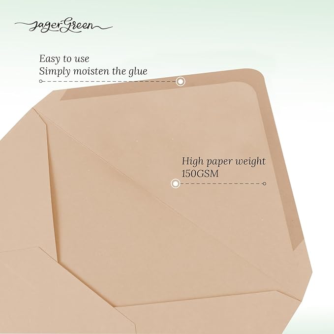 50 Pack 4x6 Envelopes Letter Size, Brown A4 Envelopes Self Seal for Wedding Invitation, Envelope 4.3x6.3 for Greeting Cards, Photos, Baby Shower, Graduation, Thank You Cards, Announcements