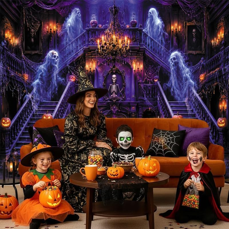 Leowefowa Halloween Spooky Medieval Castle Backdrop for Photography 10x8ft