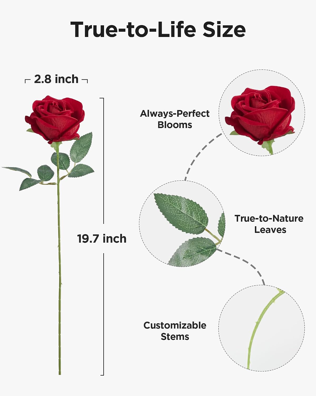 innogear red roses artificial flowers 50 pcs fake shown in use
