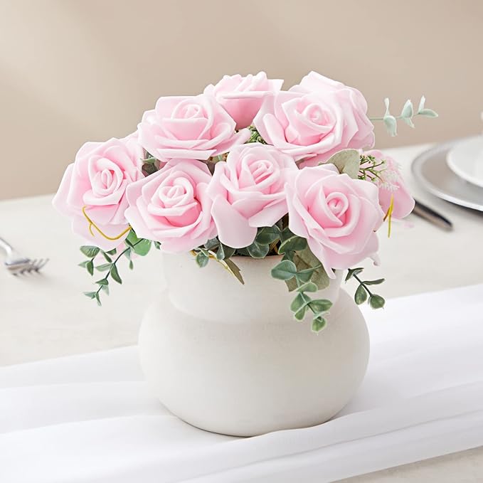 Juvale Wedding Decor Artificial Flowers Carnation Heads - Faux Flowers for Vase, Centerpiece Table Decorations, Wedding Centerpieces & Bridal Bouquet & - Bulk 100 Pack, 3-Inch Diameter, Light Pink