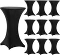 Tina's 10 Pack 30x42 Inch Highboy Spandex Cocktail Table Covers Black, Fitted Stretch Cocktail Tablecloth for Round Tables (10PC 30X42 Black)