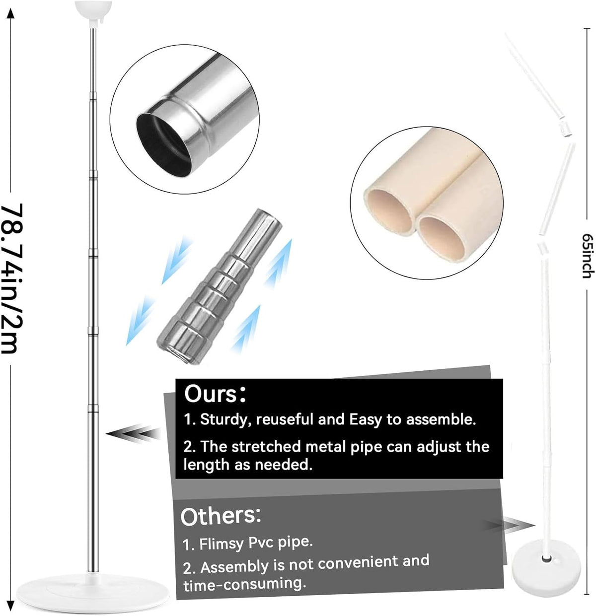 2 sets adjustable balloon column stand kit with, close-up detail