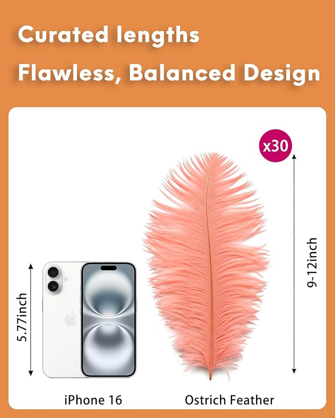 NEWONG 30pcs Rouge Pink Ostrich Feathers Natural Bulk 9-12in（23-30cm） Vase Craft Wedding Home Party Centerpieces Christmas Day Decoration