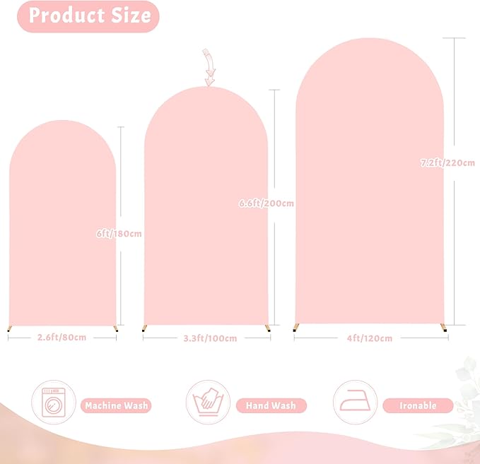 6FT Dusty Rose Arch Cover - Polyester Fitted Wedding Arch Stand Covers Round Top Chiara Arch Backdrop Cover for Birthday Party Banquet Photo Background Decoration