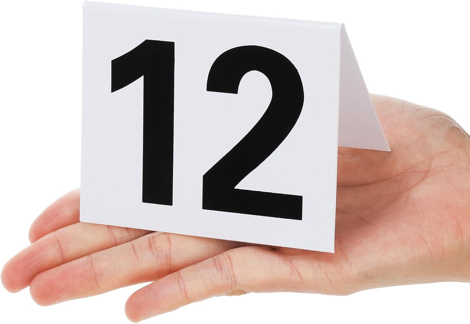 Okllen Set of 30 Restaurant Table Numbers1-30 White, Double Side Acrylic Tent Style Table Numbers for Party, Banquets, Wedding Reception, Events, 3.5"x3"x2.3"