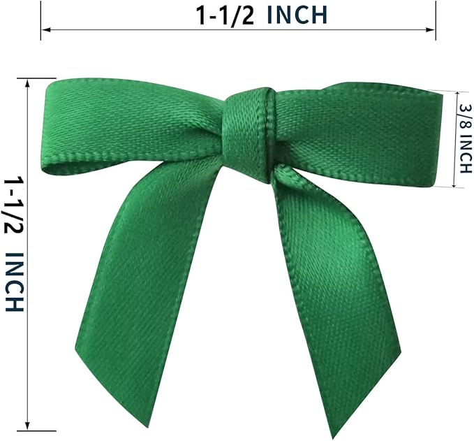 50pcs 1.5 inch Mini Satin Ribbon Bows for Crafts Green Mini Bows Appliques Craft for Appliques Embellishment(3/8",Green)