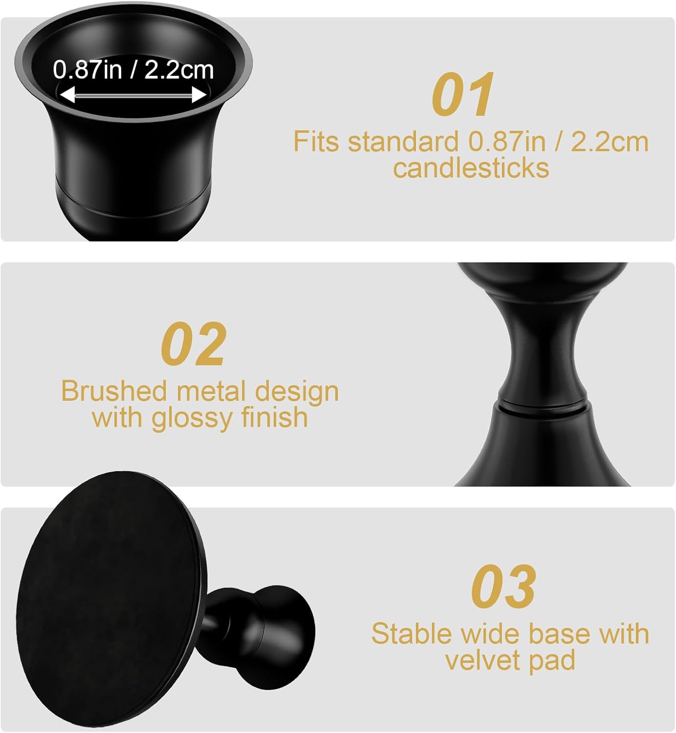 zeochyni Black Taper Candle Holders Set of 2, Vintage Metal Candlestick Holders for Dinner Room Table Centerpiece or Mantel Wedding Party Decor