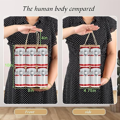 bagmad 100 Pack 8x4.75x10 Inch Plain Medium Paper Bags with Handles Bulk, Brown Kraft Craft Gift Bags, Grocery Shopping Retail Birthday Party Favors Wedding Sacks (Natural Brown, 100pcs)