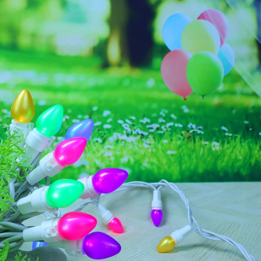 Easter String Lights, Multi Color Pastel Christmas Lights with White Wire, 2 PACK 13.5 FT 50 LED Waterproof Plug-in String Lights for Indoor Outdoor Bedroom Patio Wreath Carnival Easter Decorations