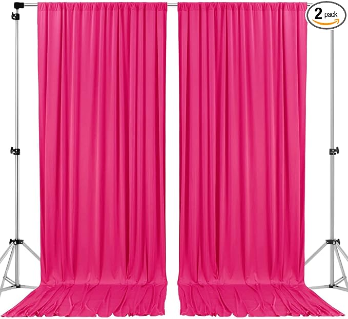 AK TRADING CO. 10 feet Wide x 12 feet Long IFR Polyester Backdrop Drapes Curtains Panels with Rod Pockets - Wedding Ceremony Party Home Window Decorations - Fuchsia