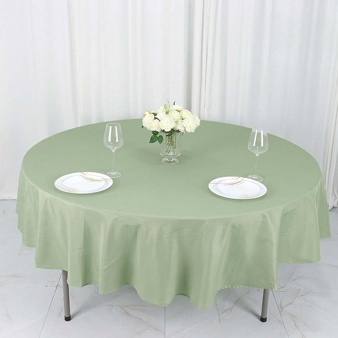 Efavormart Round Tablecloth, 90 Inch Stain & Wrinkle Resistant Washable Table Cloth, Decorative Polyester Fabric Table Cover for Banquet, Wedding, Dining- Sage Green