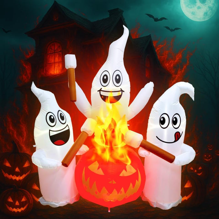 6 FT Halloween Inflatable Ghosts Roasting Marshmallows