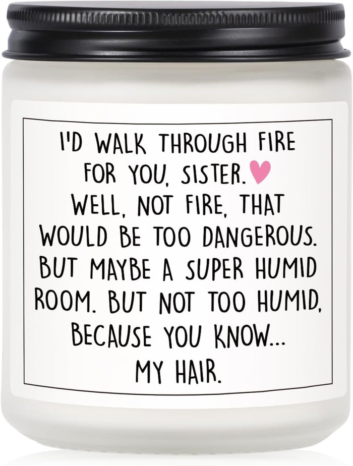 Petalsun Funny Sister Gifts, Sister Birthday Gifts - Handmade Lavender Natural Soy Wax Candle- Sisters Gift from Sister Brother for Birthday, Mothers Day, Graduation, Christmas, Sis Candle(7oz)