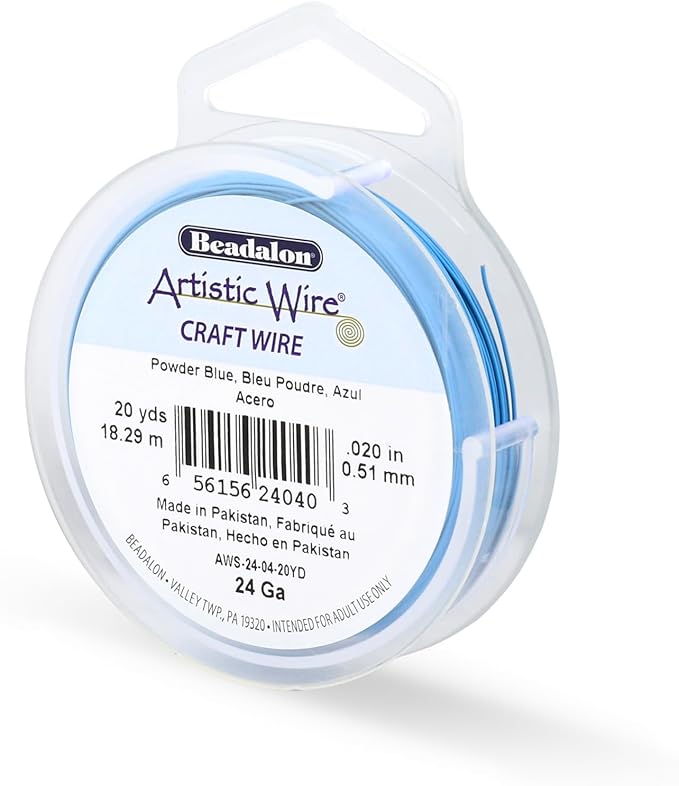 Artistic Wire, 24 Gauge Tarnish Resistant Colored Copper Craft Wire, Powder Blue, 20 yd