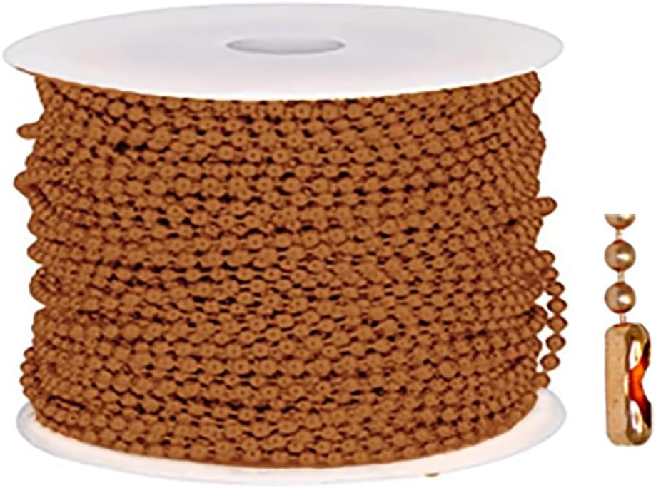 1/8" 3.2mm Ball Chain Solid Copper 50' Spool with 50 Pack of Connect...