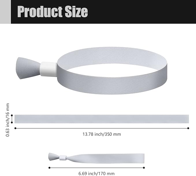 Green-Power America 100 Pcs Cloth Event Wristbands, Event Wristbands, Colored Wrist Bands for Events, for Lightweight Concert Wrist Strap for Activities, Party Bracelets for Events (Color : Gray)