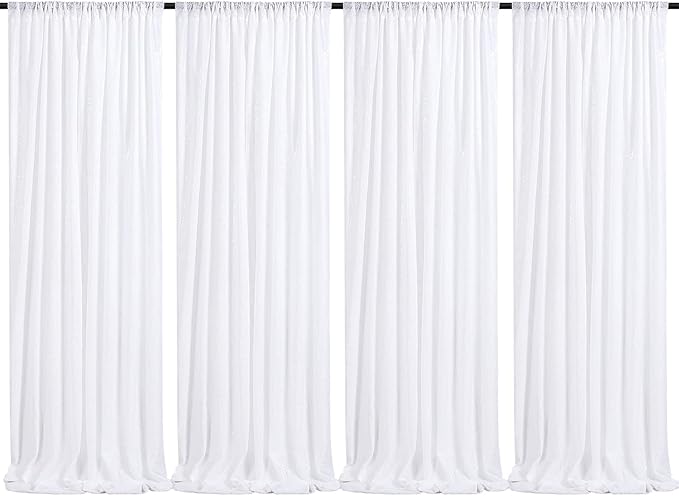 White Sequin Backdrop Curtain 4 Pack 2ft x 8ft Backdrop Birthday Party Backdrop Wedding Ceremony Background