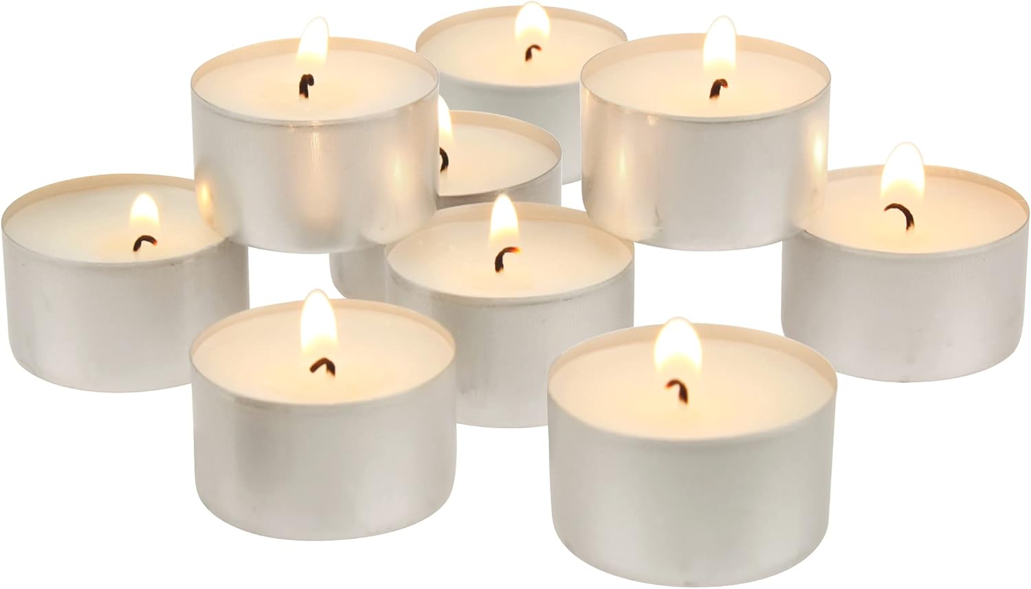 Stonebriar Unscented Long Burning White Tealight Candles, Bulk Pack, 6-7 Hour Burn Time, Smokeless Tealights for Parties, Weddings, Home, 50 Count