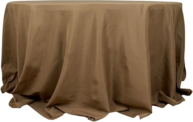 Efavormart Round Tablecloth, 132 Inch Stain & Wrinkle Resistant Washable Table Cloth, Decorative Polyester Fabric Table Cover for Banquet, Wedding, Dining- Taupe