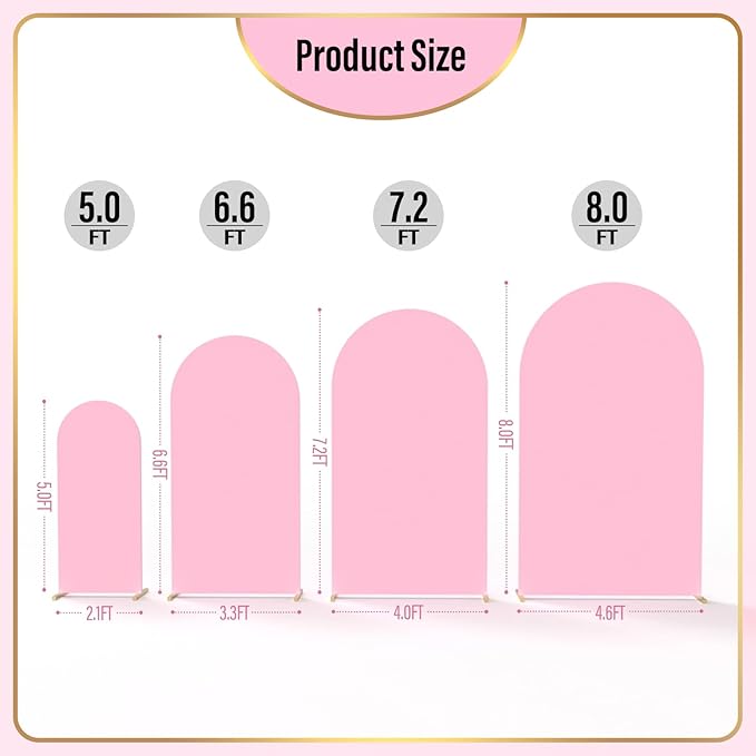 LEBENGURU Upgraded 6FT Wedding Arch Cover, Light Pink Spandex Fitted Arch Backdrop Cover, Round Top Chiara Stand Covers for Birthday Party Baby Shower Banquet Balloon Décor