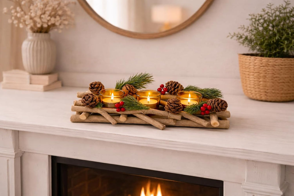 Marco Paul Christmas Decorations Room Decor, Candle Holder, Indoor Ornaments for Home, Christmas Table Centrepiece, Dinner Set, Kitchen Light, Table Decorations Centrepiece